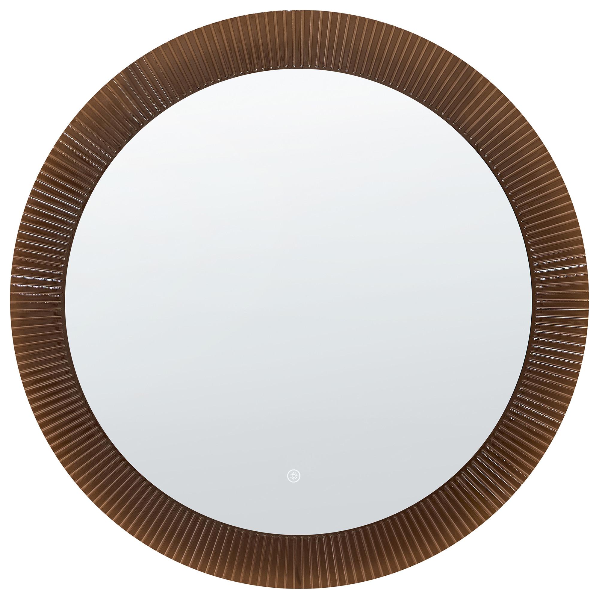 LED-BADEZIMMER-SPIEGEL 80/80 cm Braun Besbe - Braun, Glas (80/80/3cm) - Beliani