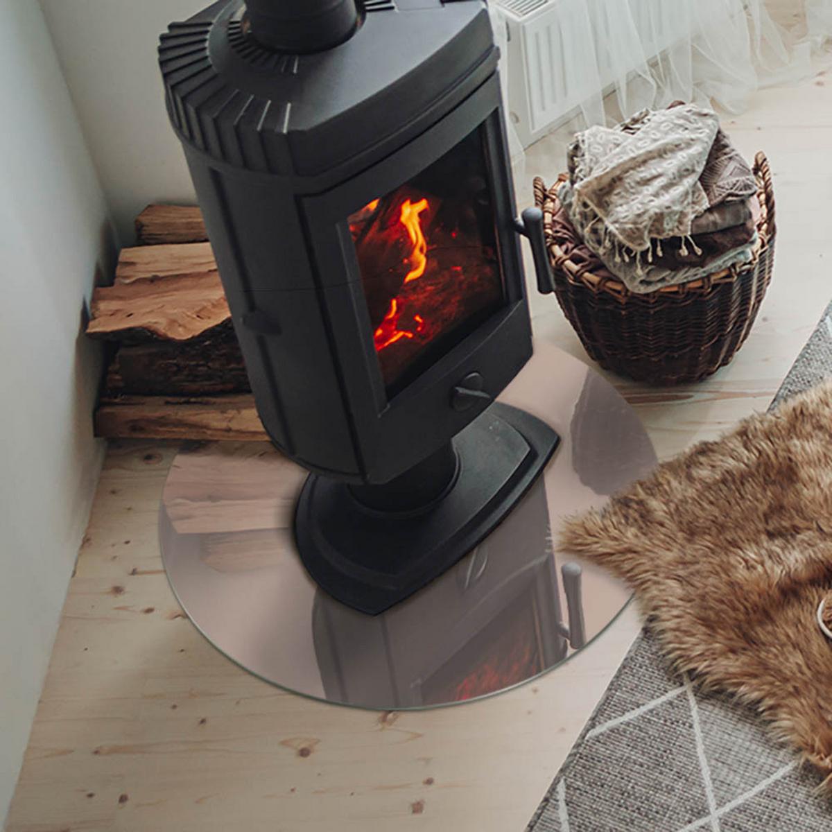 GLASPLATTE für Kamin Ø 60 cm - Orange, Glas (60/60/0.4cm) - TULUP