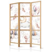 PARAVENT Japanischer 3-tlg 135x172 cm Teddyb ren und Ballons - Multicolor, Holz/Textil (135/172/3cm) - Muralo