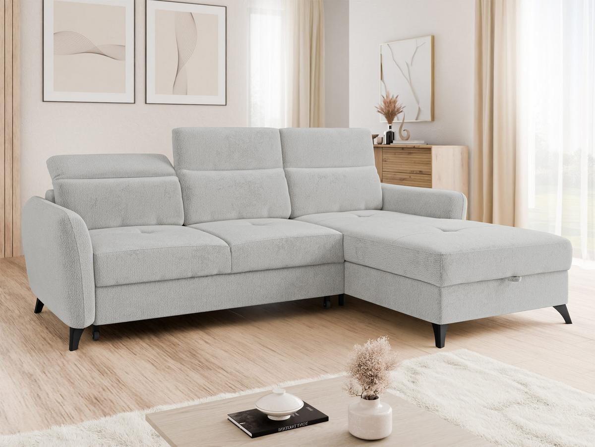 ECKSOFA Talia, Seite: Rechts 2R-LC - Hellgrau/Schwarz, Holz/Kunststoff (238/167cm) - MIRJAN24