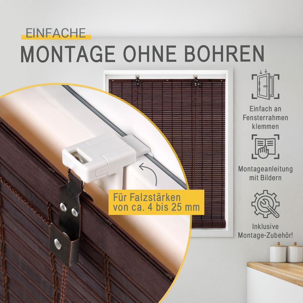 BAMBUSROLLO SolDecor BR7 80x220cm Braun - Braun, Holz (80/220cm) - Sol Royal