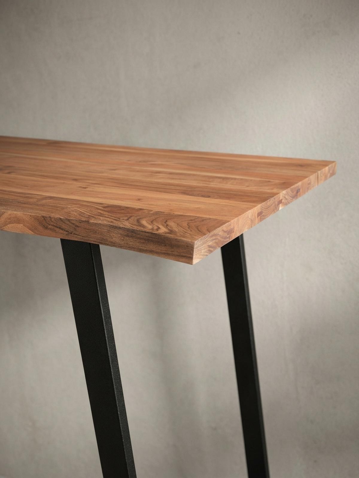SCHREIBTISCH Massivholz Baumkante U-Gestell Handarbeit ATOLL, Goldbraun-Schwarz 120x60x76 cm - Schwarz/Braun, Holz/Metall (60/120/76cm) - KADIMA DESIGN