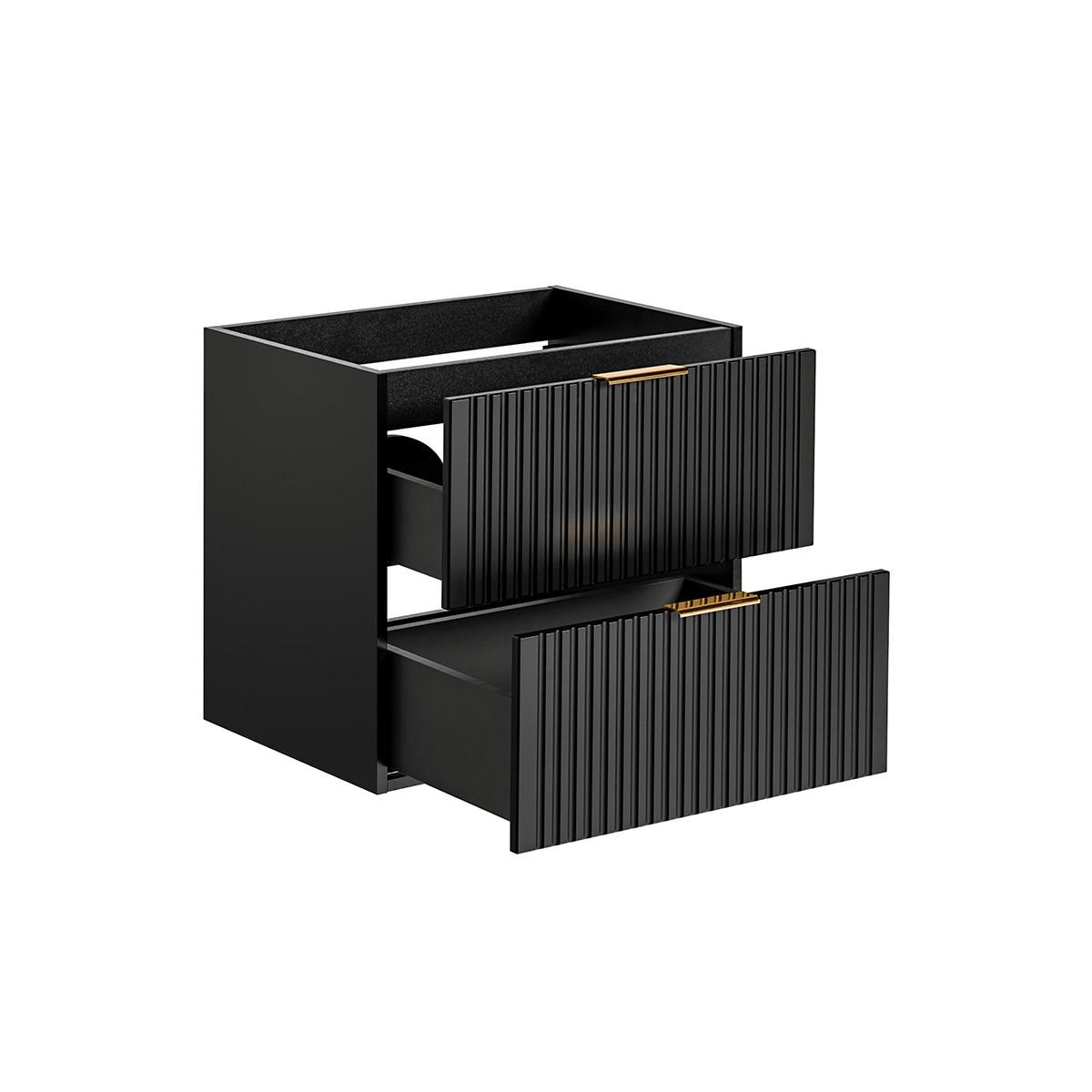 WASCHTISCHUNTERSCHRANK 60.2cm Adriel Mattschwarz - Schwarz, Holzwerkstoff (60.2/57/46cm) - Petits-meubles