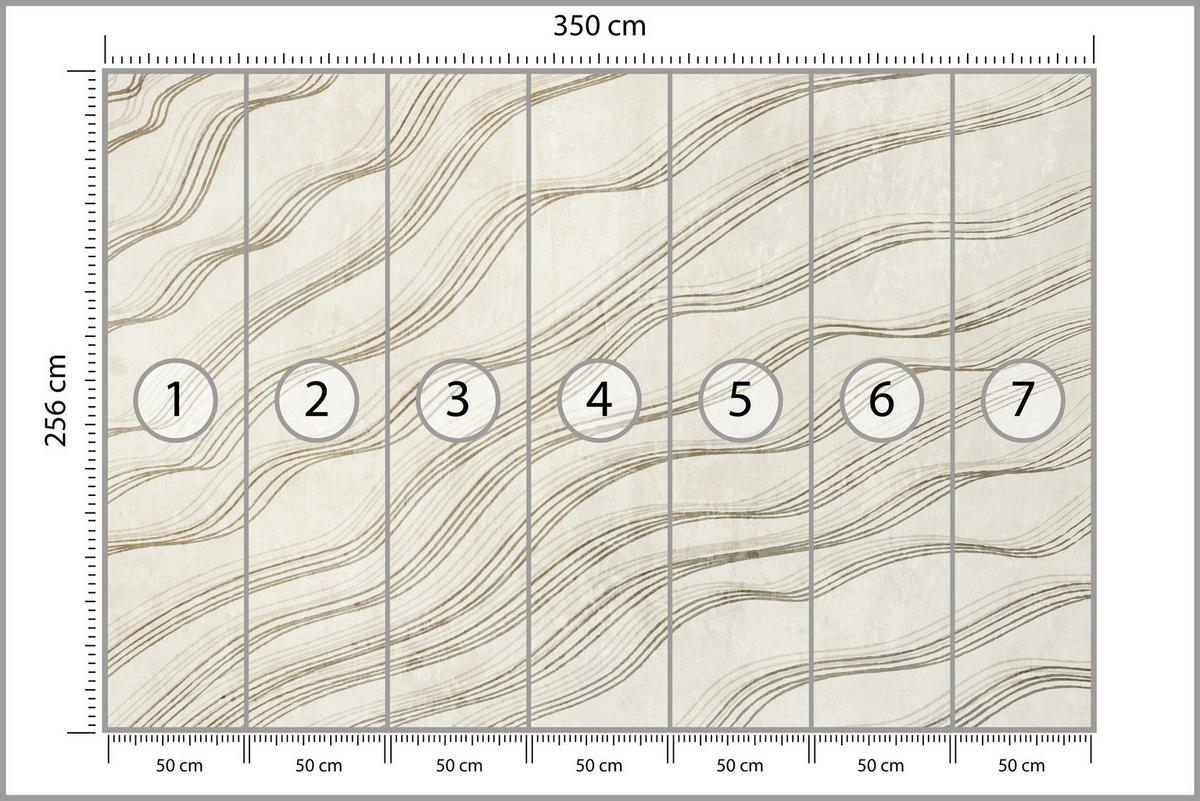FOTOTAPETE für Wohnzimmer Beige Wellen Abstraktion 350x256 - Beige, Papier (350/256cm) - Muralo