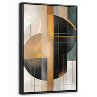 LEINWAND Bilder mit Rahmen - Abstrakt - Gold - Bronze - Grün - Formen - Modern - 20x30 - Multicolor, Textil (20/30cm) - MuchoWow