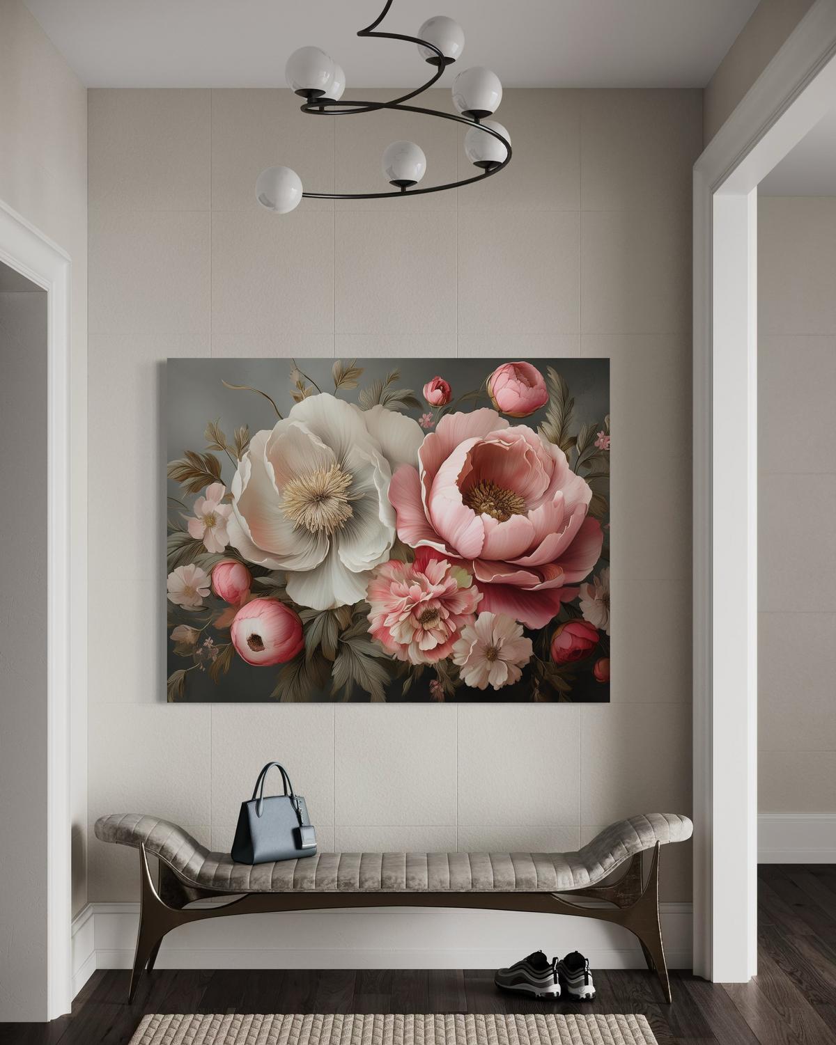 WANDBILD natur laubblumen rosa - Pink, Textil (60/40cm) - Feeby