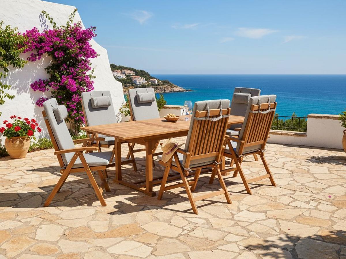 OUTDOOR-SITZKISSEN 6er-Set Grau meliert 50/45 cm Java/Amantea Premium - Grau, Textil (71/71/50cm) - Beliani