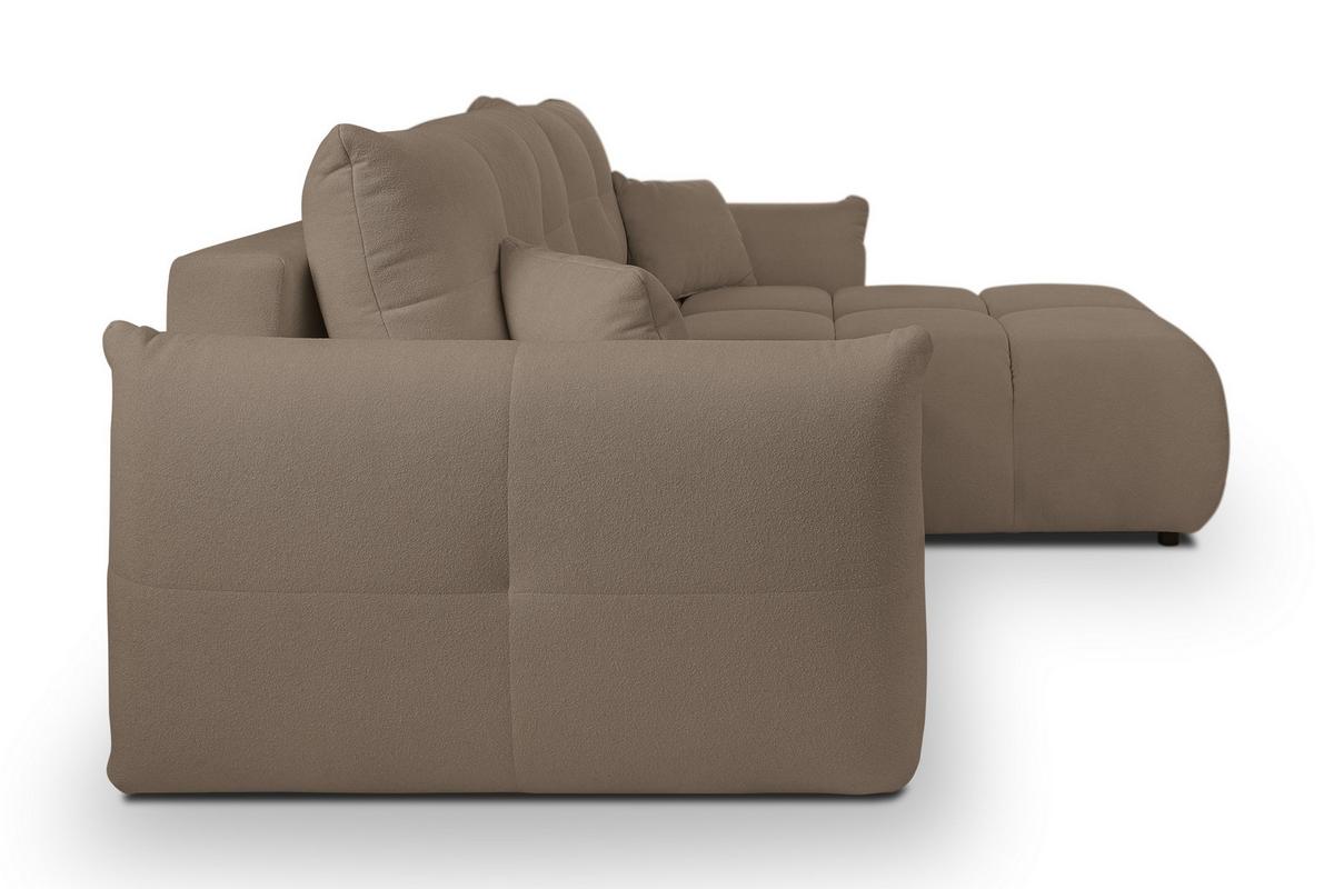 ECKSOFA MODA S Braun Geflochtener Stoff mit Schlaffunktion - Braun, Holz (257/177cm) - MASSENO