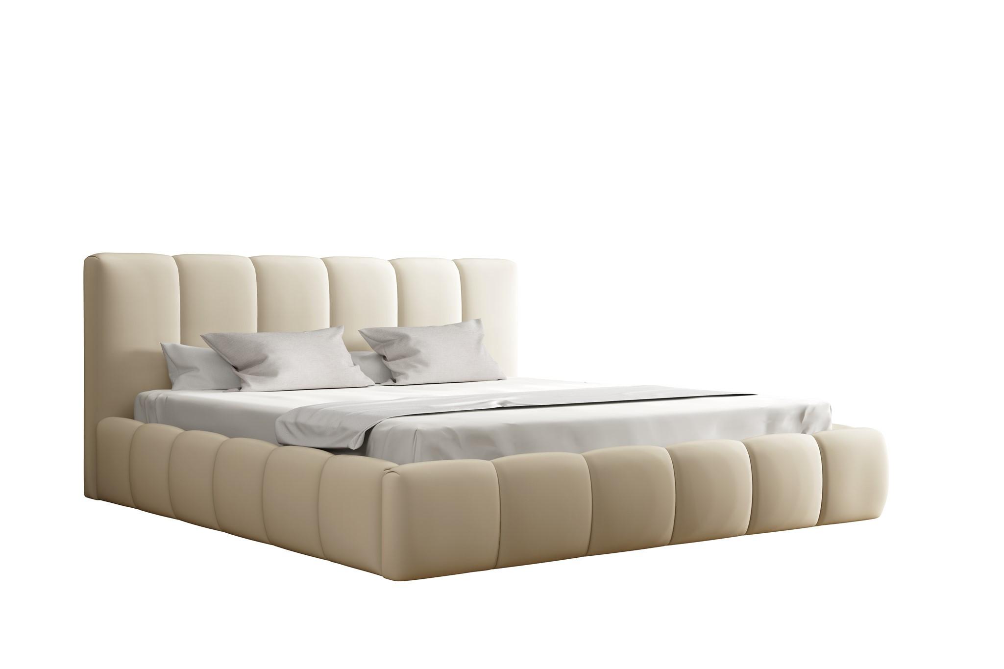 POLSTERBETT Giulia Magic Velvet Komplett - Creme, Holzwerkstoff/Textil (140/200cm) - Fun Möbel