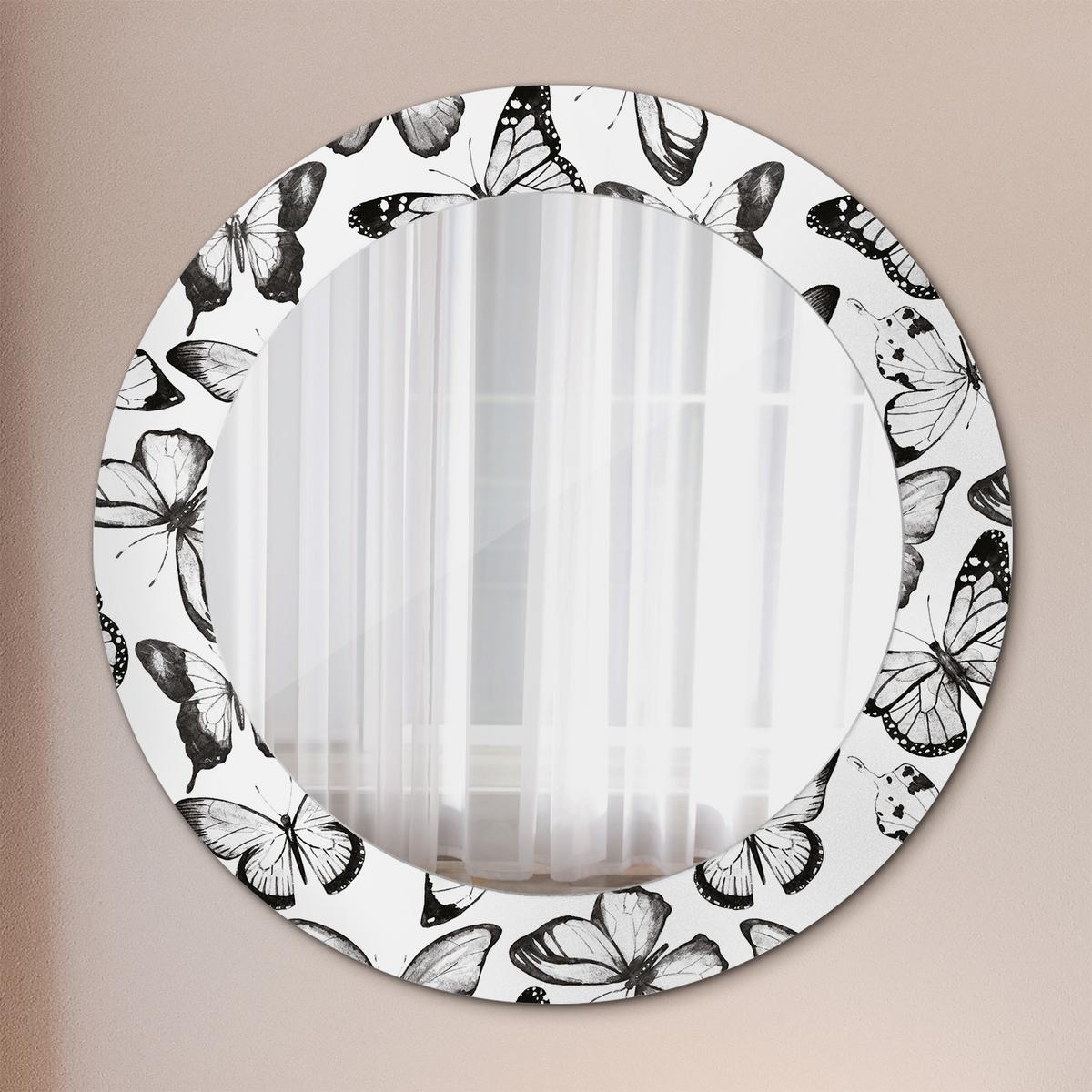 SPIEGEL Rund Ø 60 cm mit Aufdruck - Schwarz, Glas (60/60/0.4cm) - Wallfluent
