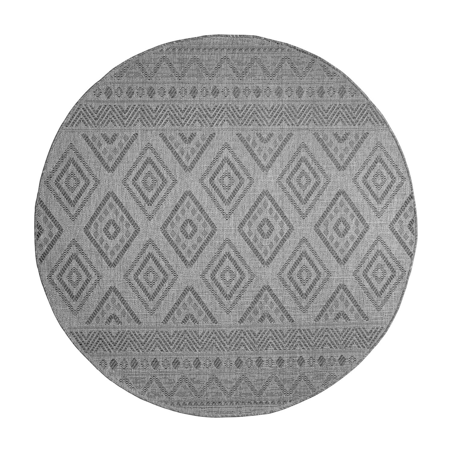 FLACHWEBTEPPICH, mit Rautenmuster, aus Polypropylen, Anthrazit, Ø 80 cm - Anthrazit, Textil (80/80cm) - KADIMA DESIGN