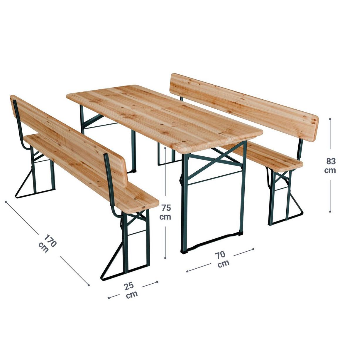 BIERZELTGARNITUR Kempten natur 170x70x75 cm klappbar - Naturfarben, Holz - Juskys