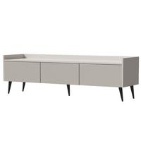 LOWBOARD Amfali mit 3 Klapptüren, geriffelte Fronten, Push-to-open, Metallbeine, 150 cm, Kaschmir - Kaschmir/Schwarz, Holzwerkstoff/Metall (150/45/41cm) - Beautysofa