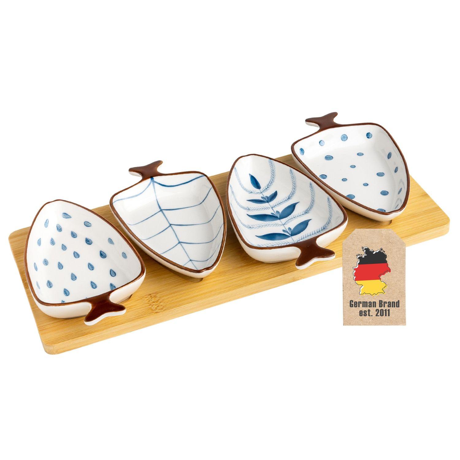 DIP SNACK SCHALEN SET aus Keramik(4er-Set) - Weiß, Keramik (33.6/15/18cm) - Intirilife