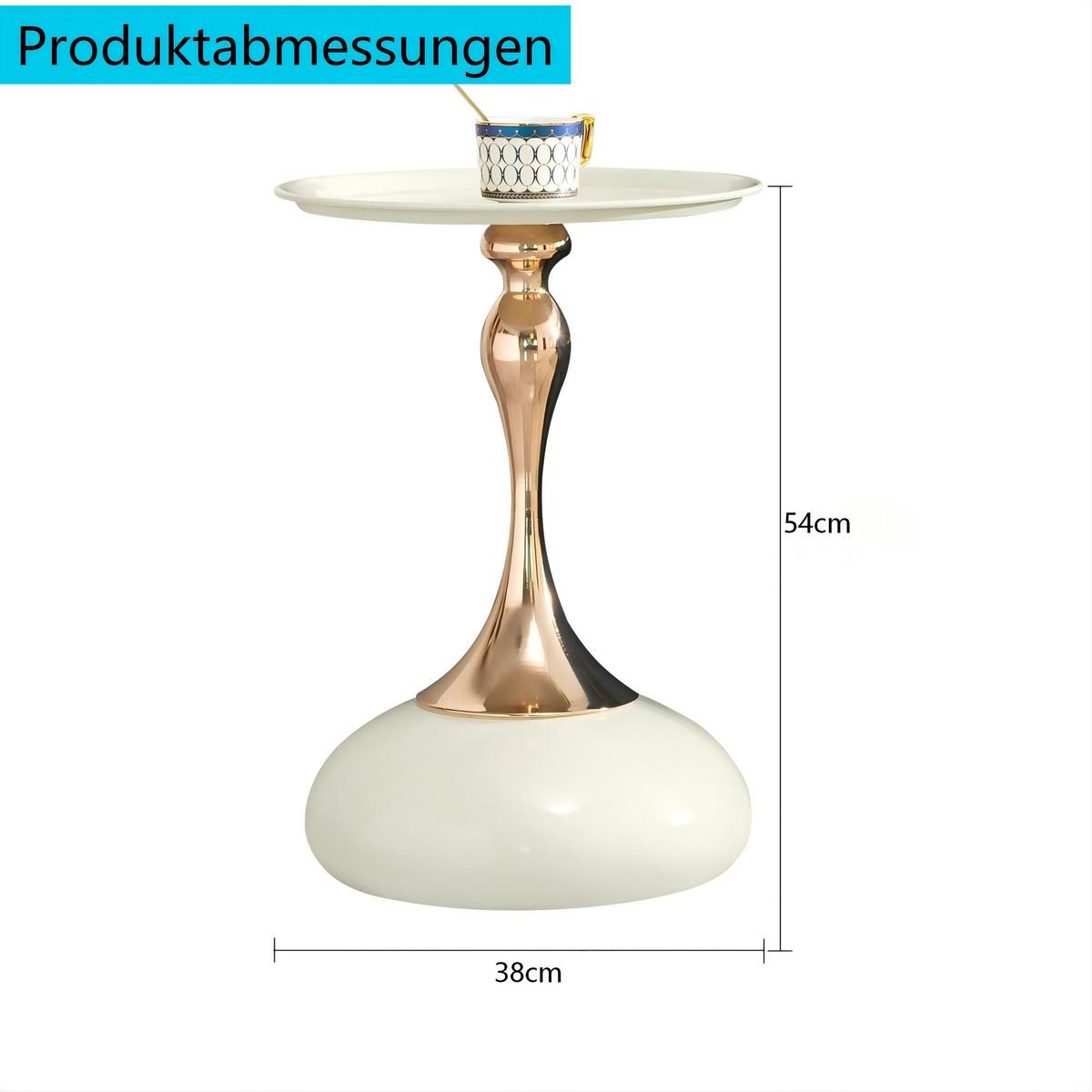 BEISTELLTISCH Ø 38 cm luxuriöses design - Weiß, Metall (38/38/54cm) - Urban Meuble