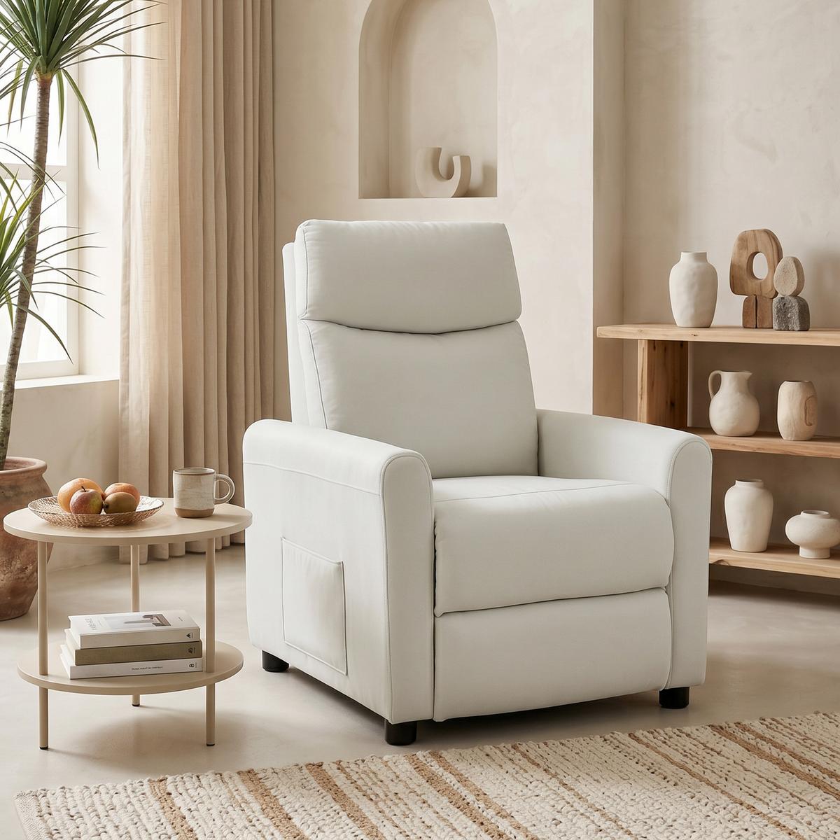 RELAXSESSEL Polyester Cremeweiß - Creme, Textil (73/100/86cm) - HOMCOM