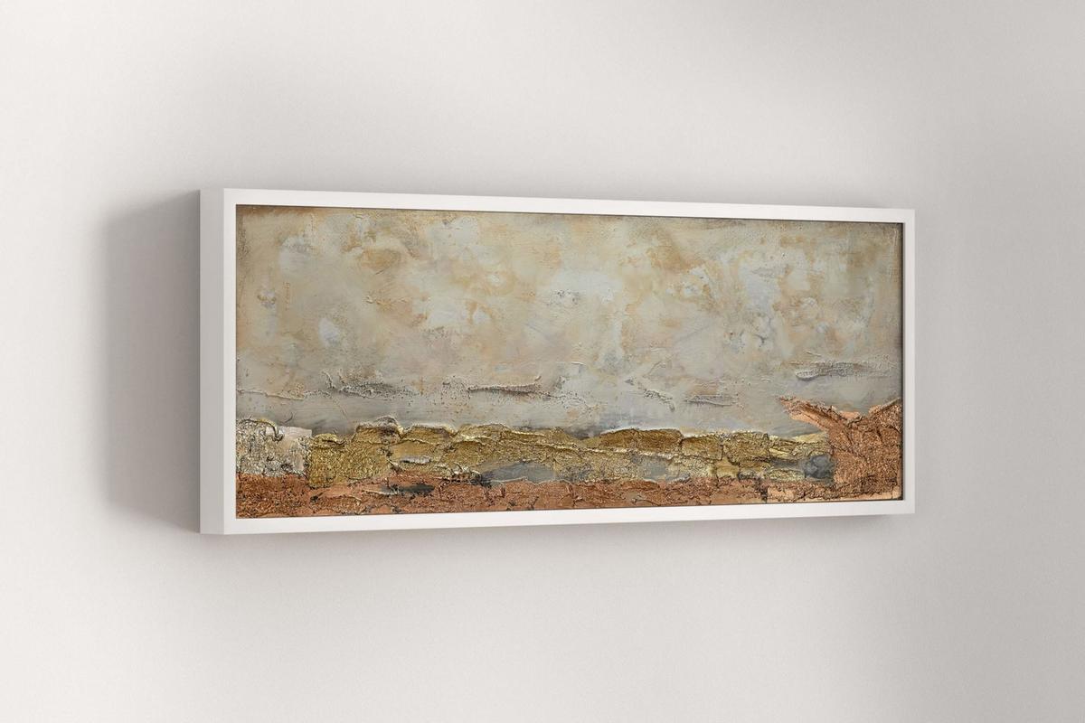 ACRYLBILD HANDGEMALT 120/40 cm - Weiß/Braun, Holz/Textil (120/40cm) - KUNSTLOFT