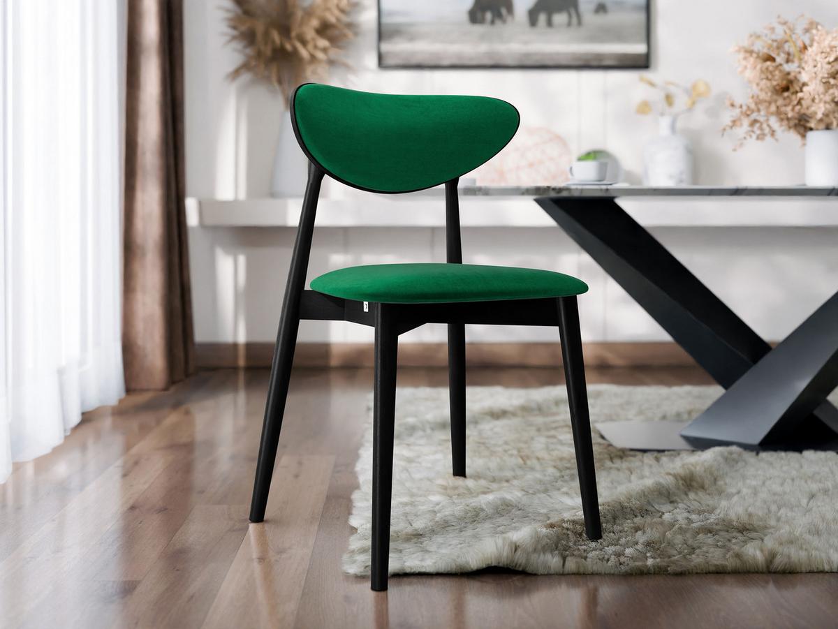 WOHNZIMMER STUHL KT65/C, Holzfarbe: Schwarz - Schwarz/Grün, Holz/Textil (48/80/49cm) - MIRJAN24