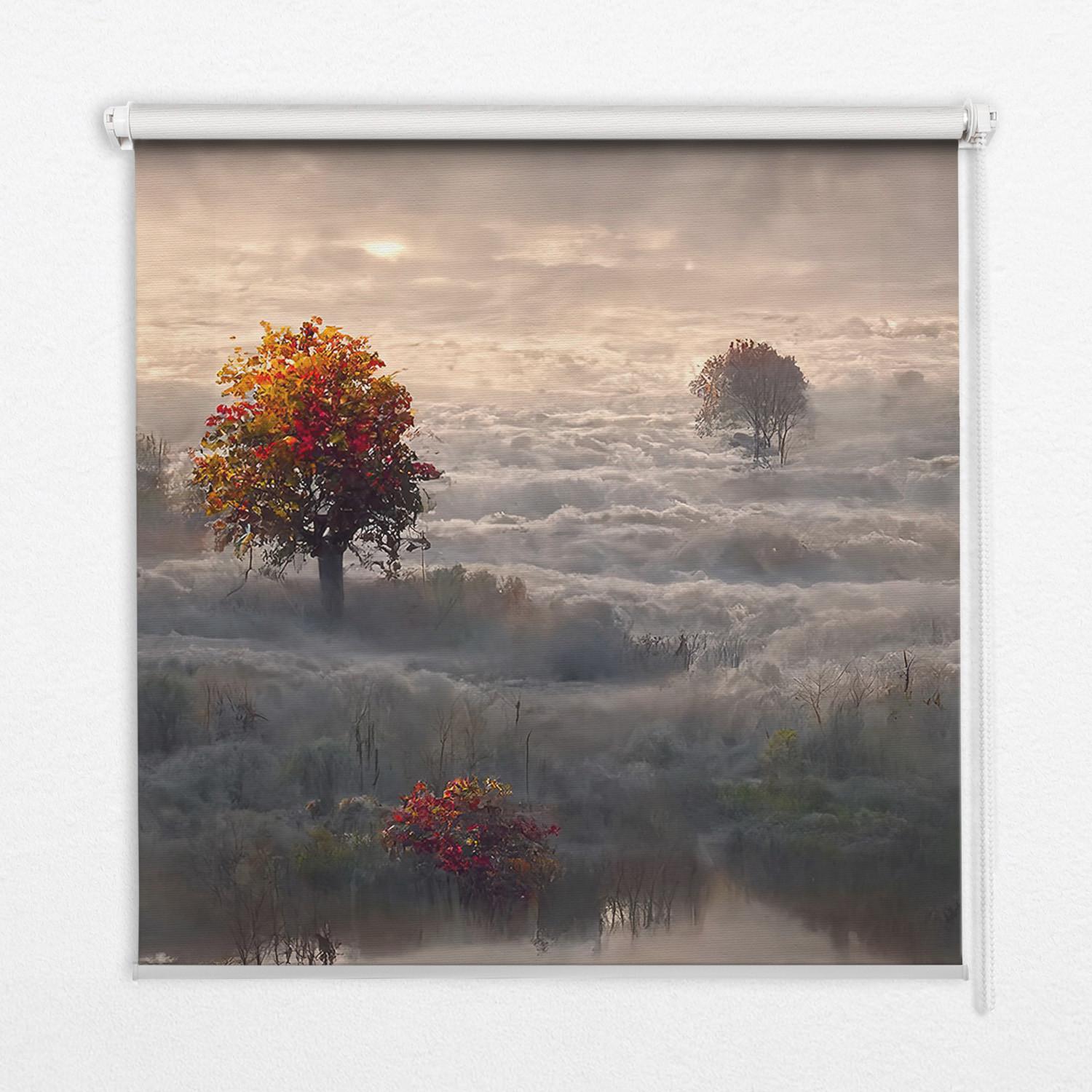 INNENROLLO - Fensterrollo - Rollo - 100x140 cm - Bäume im Nebel - Grau, Kunststoff (100/140/0.5cm) - TULUP