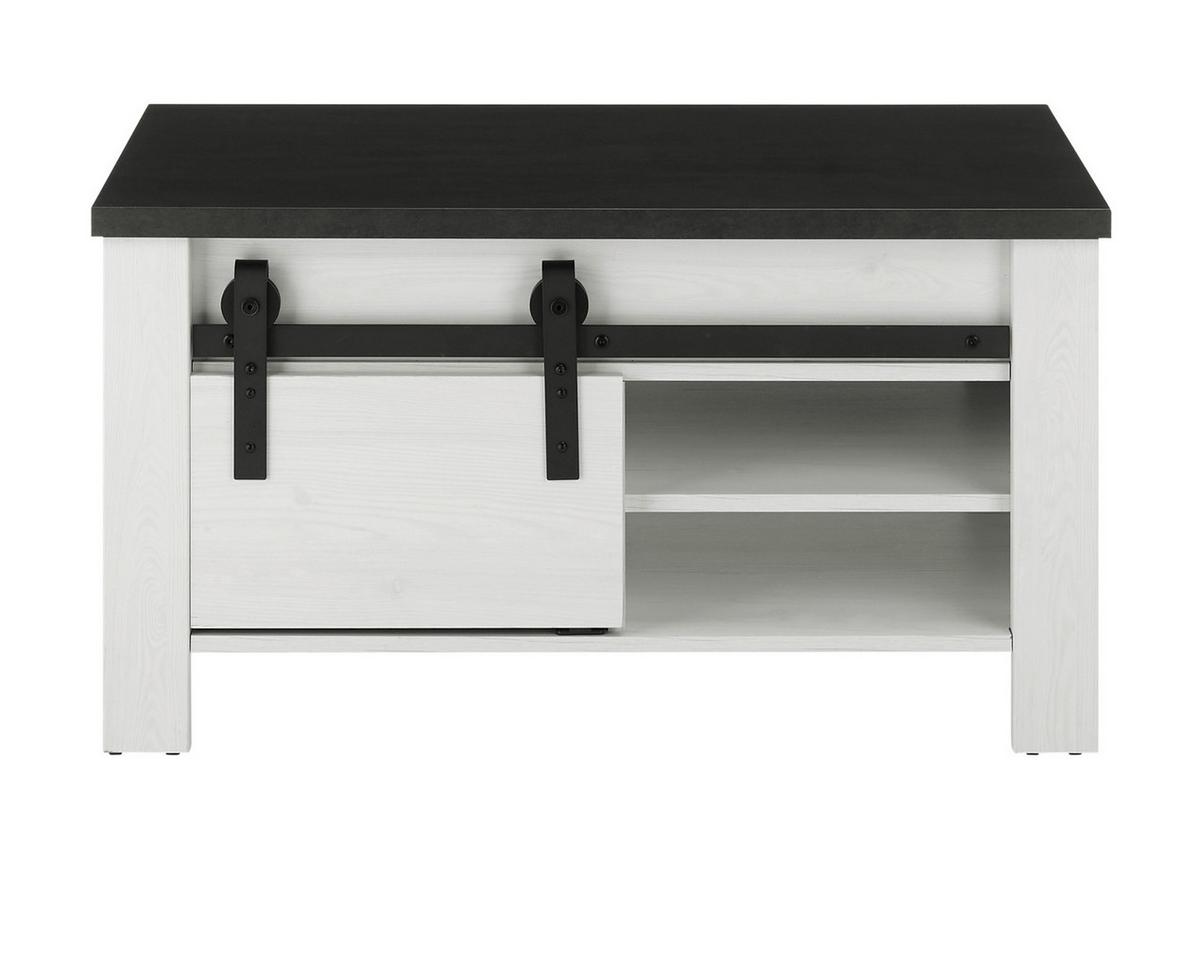 COUCHTISCH weiß Pinie, anthrazit, Landhaus, Beistelltisch 93 x 60 cm - Anthrazit/Weiß, Holzwerkstoff/Metall (93/60/51cm) - Furn.Design