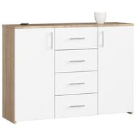 KOMMODE Eiche Sonoma, Weiß 80/110/35 - Weiß, Holzwerkstoff (110/80/35cm) - RAUMHIRSCH FURNITURE