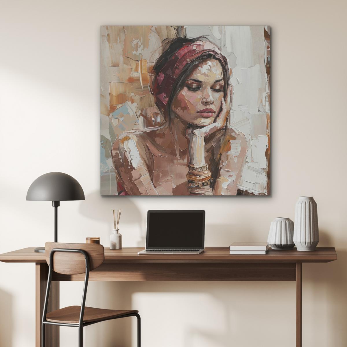 AKUSTIKBILD Frau - Lackierung - Porträt - Modern Akustikpaneele 90x90 cm - Altrosa, Kunststoff (90/90/0.9cm) - MuchoWow