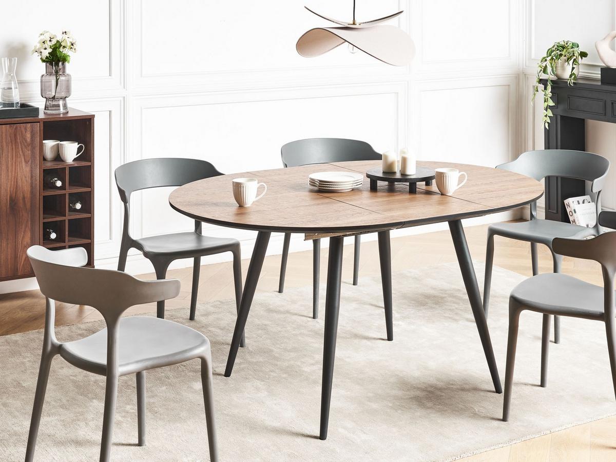 ESSTISCH ausziehbar Braun 110-150/112 cm Seniac - Braun, Holzwerkstoff (110/112/77cm) - Beliani