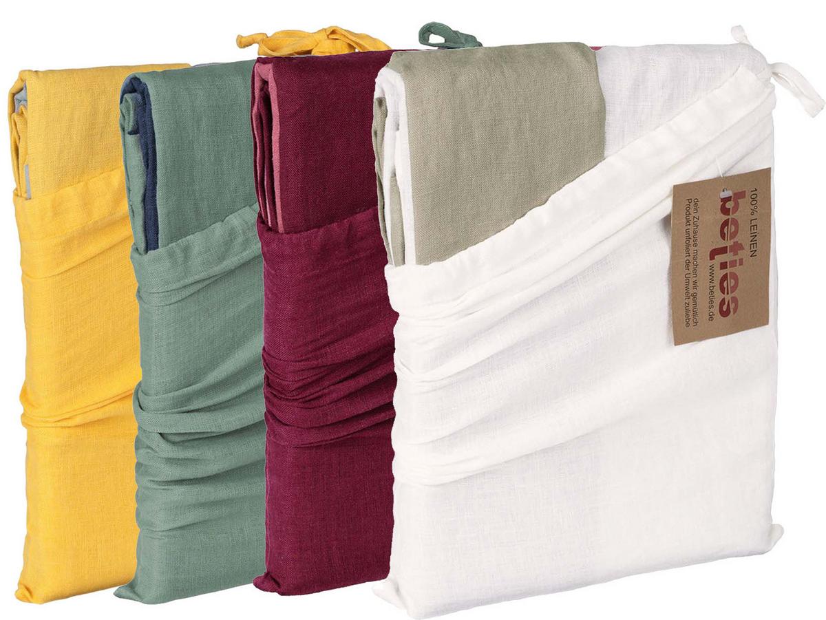 WENDE-BETTDECKENBEZUG Doubleface reines Leinen rose/merlot 135/200 cm - Altrosa/Dunkelrot, Naturmaterialien (135/200cm) - beties Heimtextil