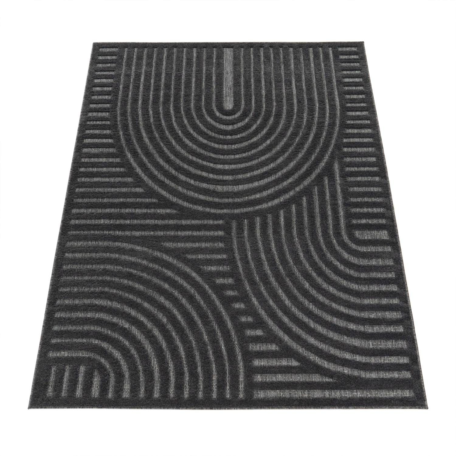 KURZFLORTEPPICH, mit Struktur, aus Polypropylen, Florhöhe 10 mm, Anthrazit, 60 x 100 cm - Anthrazit, Textil (60/100cm) - KADIMA DESIGN