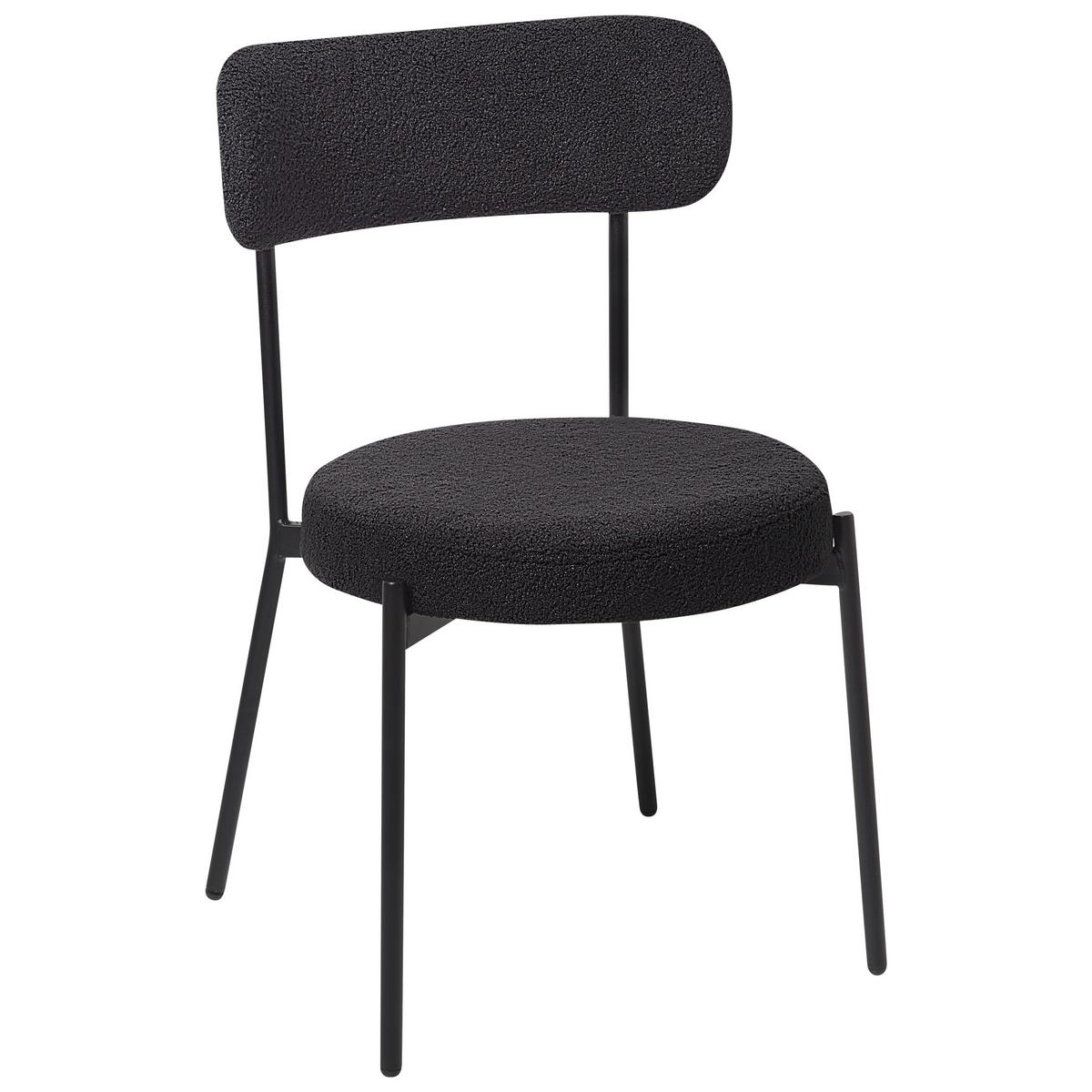 ESSZIMMERSTUHL 2er-Set Bouclé Schwarz Allison - Schwarz, Textil (47/77/52cm) - Beliani