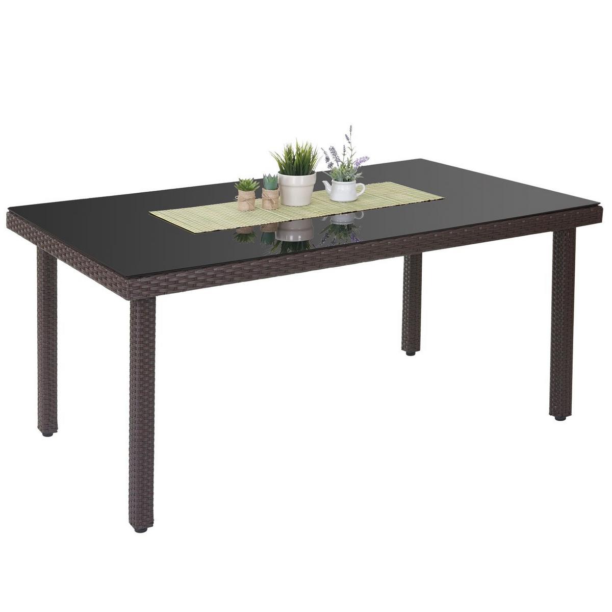 POLY-RATTAN-GARTENTISCH rechteck Braun - Braun, Kunststoff (90/160/74cm) - MCW