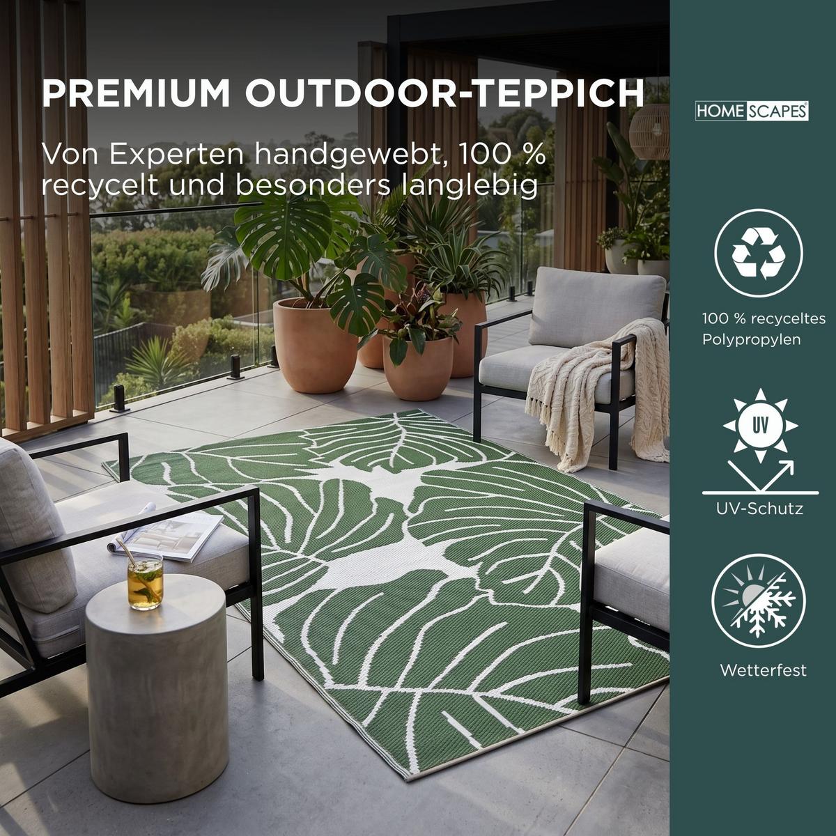 OUTDOORTEPPICH Ada, floral gemustert 120/180 cm - Dunkelgrün, Kunststoff (120/180cm) - Homescapes