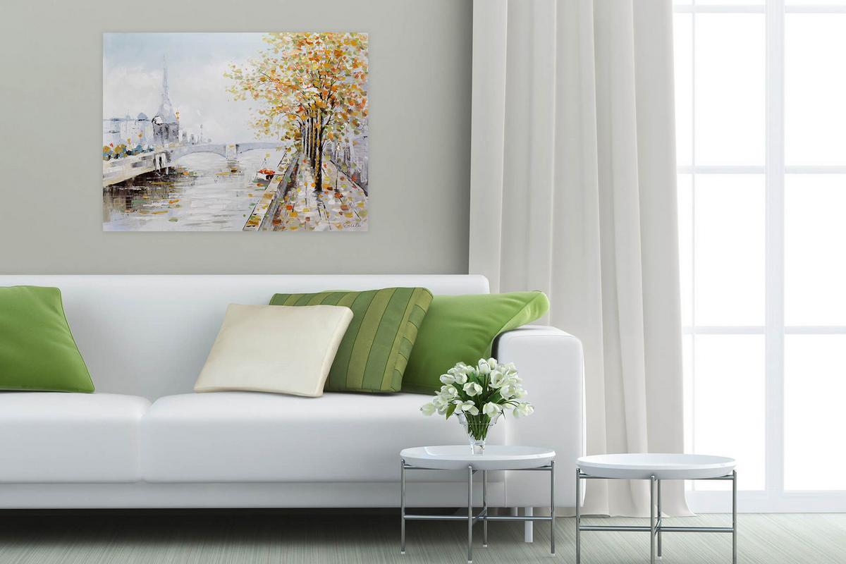 ÖLGEMÄLDE 100/75 cm - Blau, Holz/Textil (100/75cm) - KUNSTLOFT