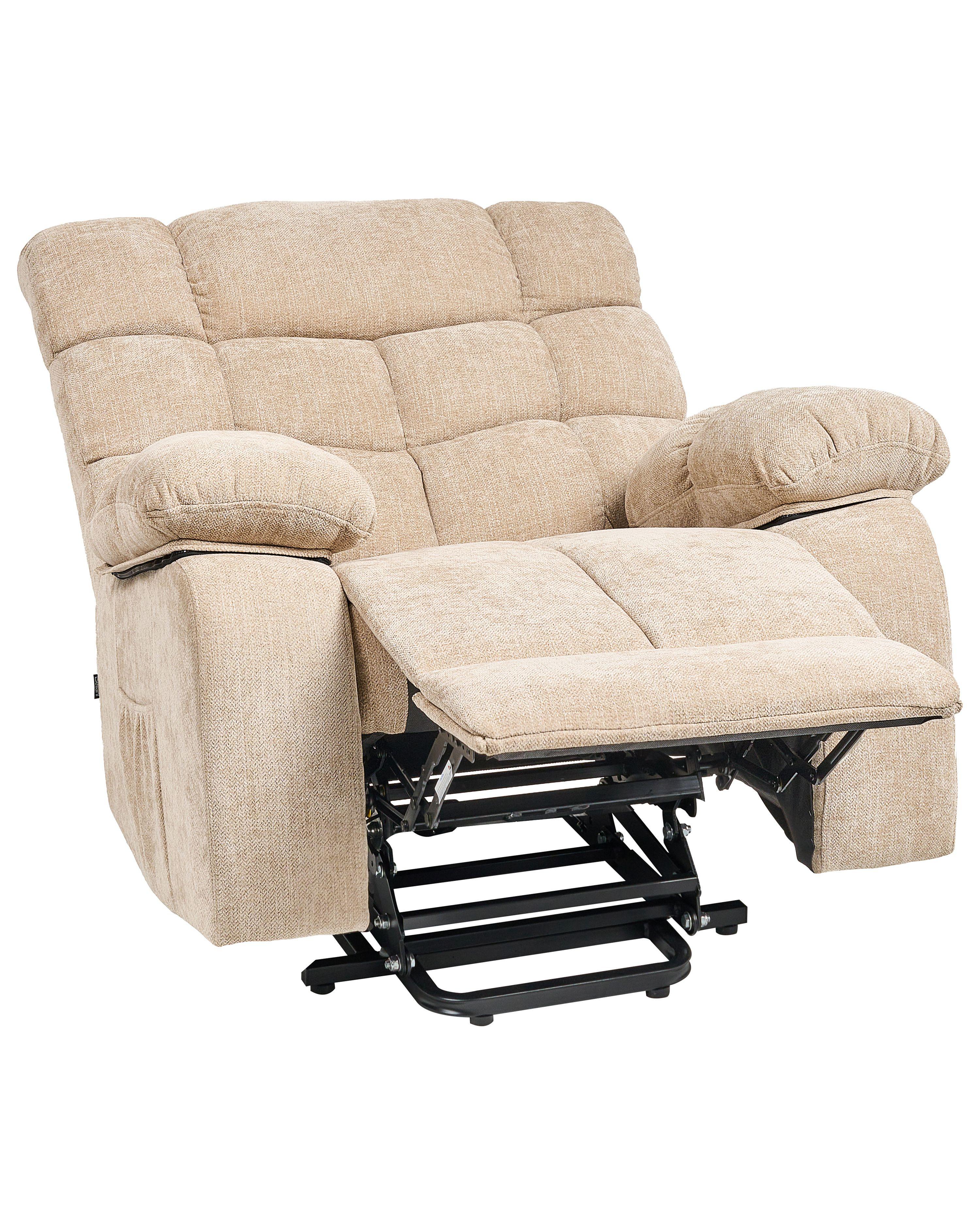 ELEKTRISCHER FERNSEHSESSEL mit Fußstütze Stoff Beige Ares - Beige, Textil (95/105/94cm) - Beliani