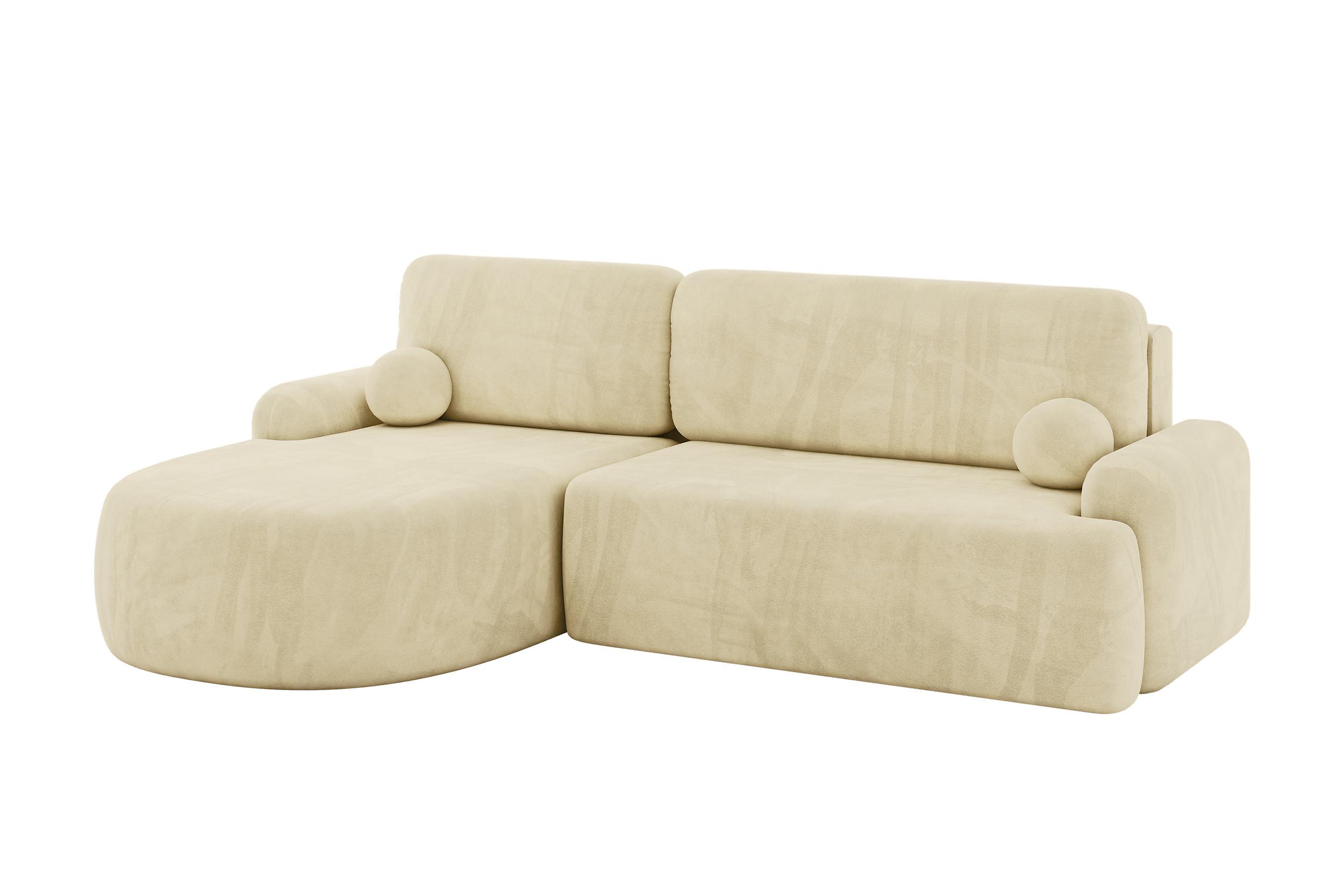 ECKSOFA mit Schlaffunktion und Bettkasten LIRA-L - 264x172x89 Beige - Beige, Holzwerkstoff/Textil (264/172cm) - ALTDECOR
