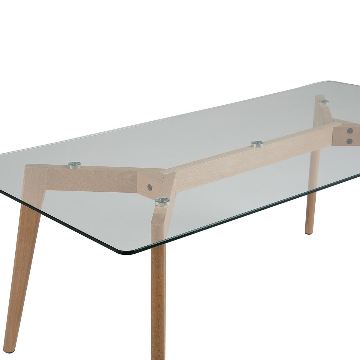 COUCHTISCH rechteckig Glas 60/120 cm Hudson - Hellbraun/Transparent, Glas (60/120/46cm) - Beliani