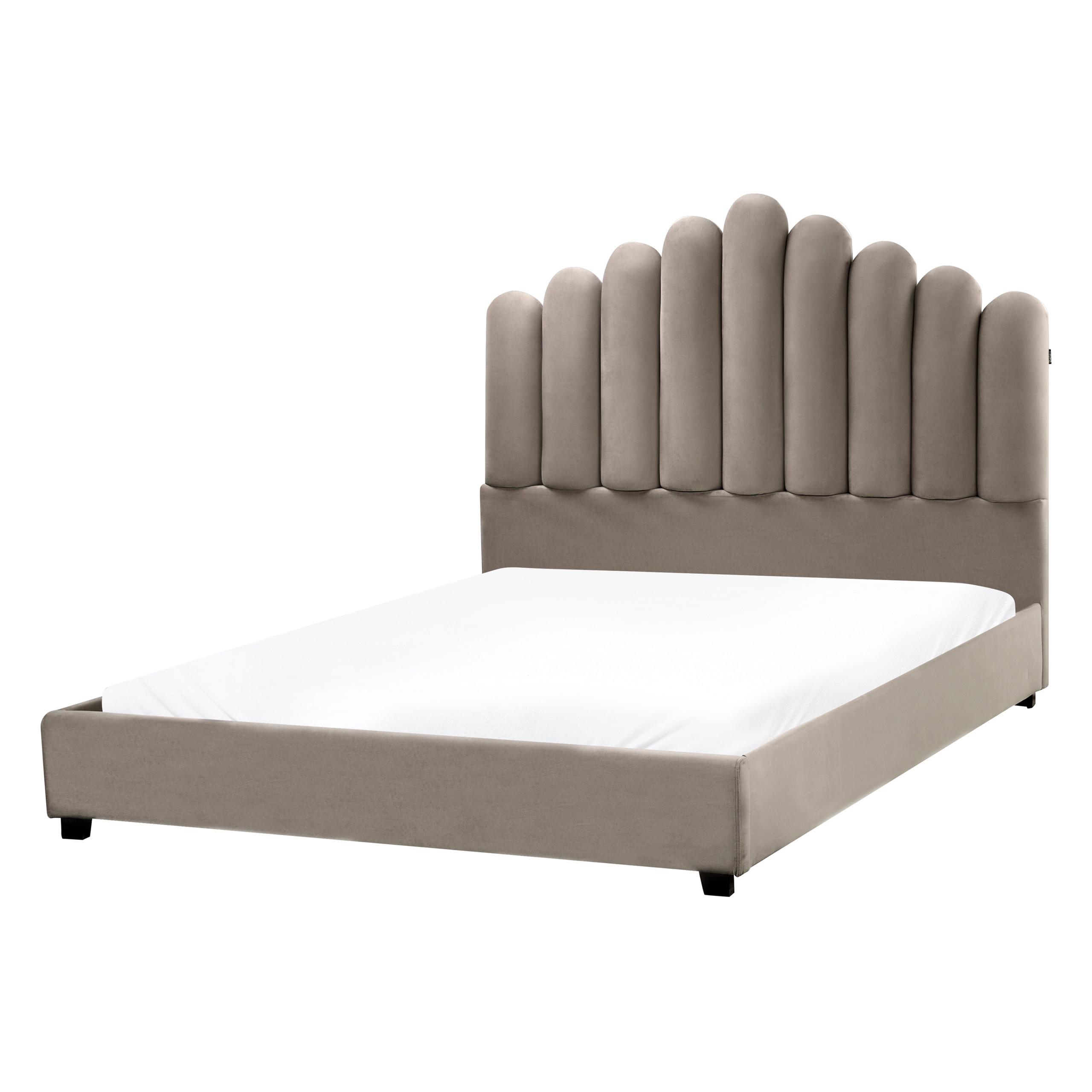 BETT mit Lattenrost 140/200 cm Taupe Vincennes - Taupe/Schwarz, Textil (140/200cm) - Beliani