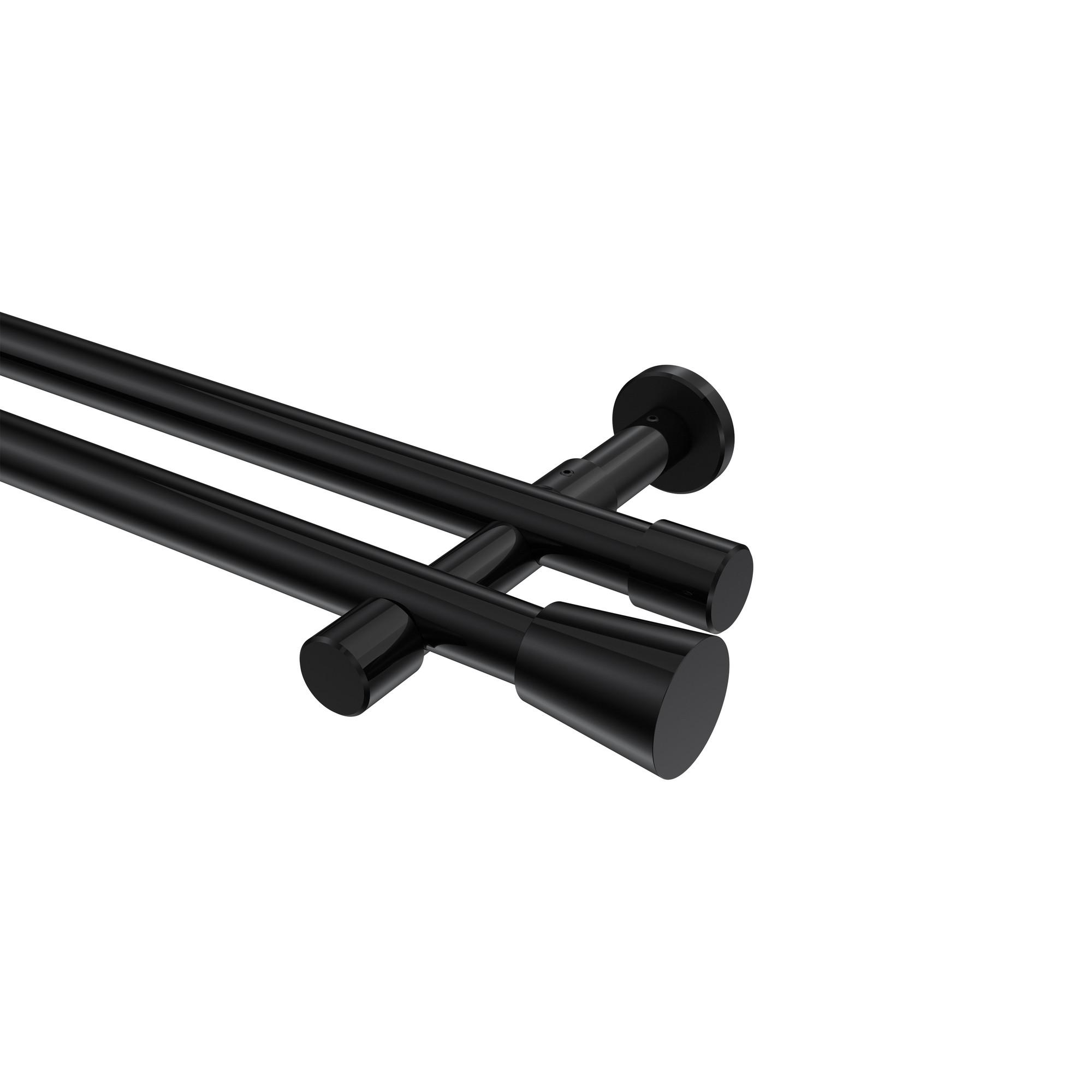 GARDINENSTANGE Prestige Sitra 540 cm (geteilt in 3 x 180 cm), 2-läufig (ohne Ringe), 20 mm Ø Schwarz - Schwarz, Metall (540cm) - INTERDECO