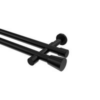 GARDINENSTANGE Prestige Sitra 540 cm (geteilt in 3 x 180 cm), 2-läufig (ohne Ringe), 20 mm Ø Schwarz - Schwarz, Metall (540cm) - INTERDECO