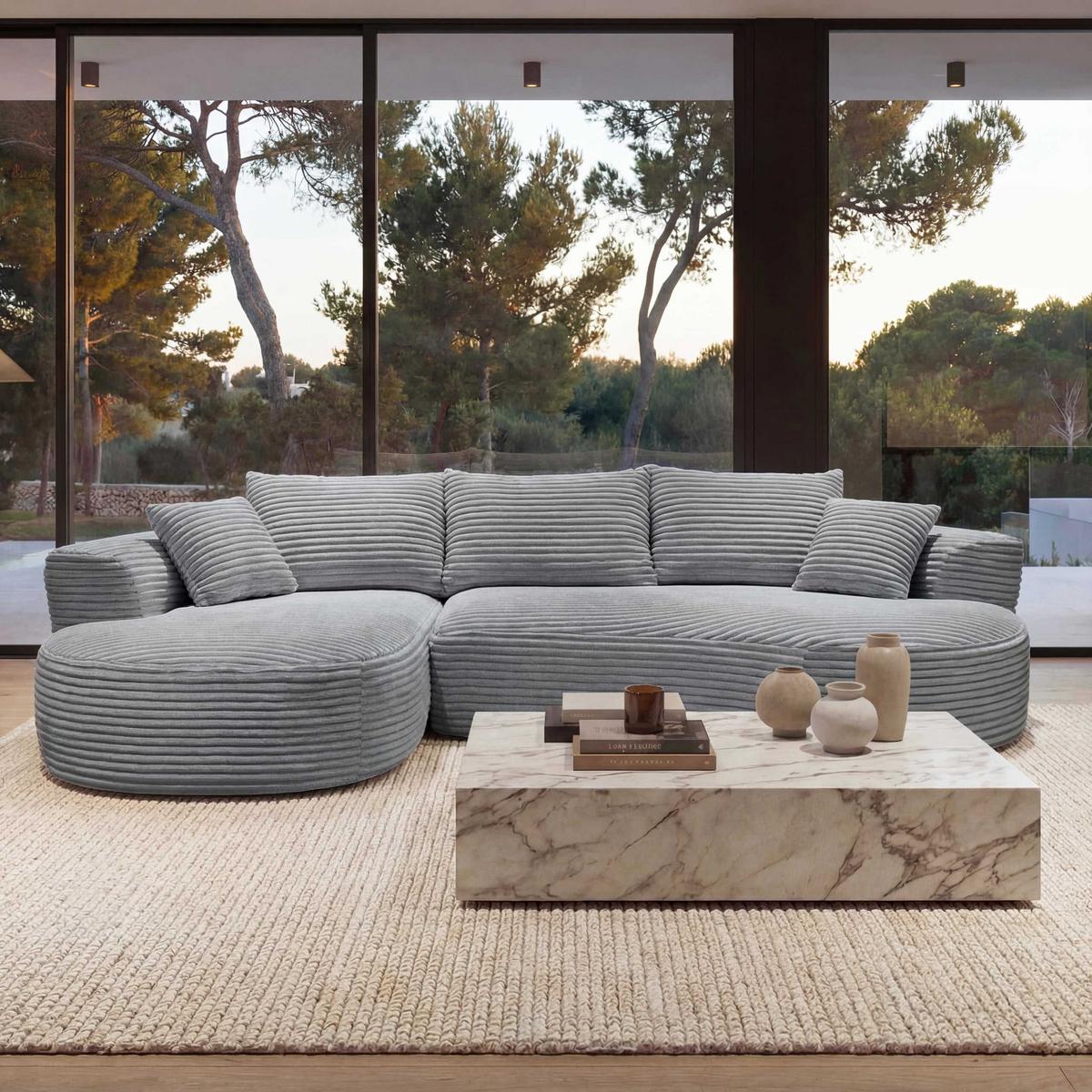 SOFA-GARNITUR Hellgrau - Hellgrau, Textil (296/61/159cm) - MCW
