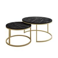 COUCHTISCH 2-in-1 CIRI dunkler Beton matt gold - Goldfarben, Holzwerkstoff (80/80/48cm) - Lookway