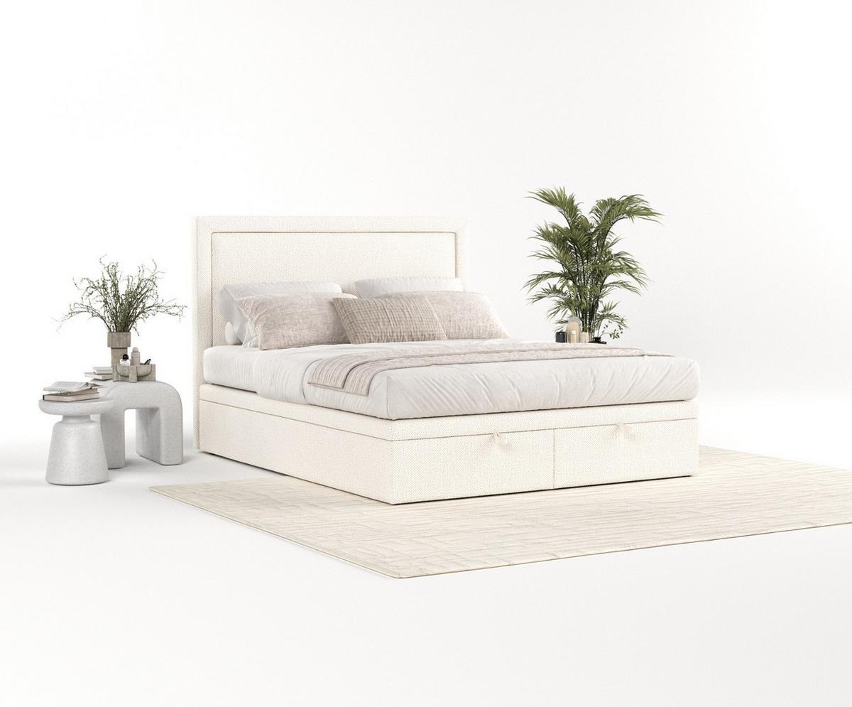POLSTERBETT Salma mit Stauraum 140/200 cm Creme im Alta Stoff - Creme/Schwarz, Holz/Holzwerkstoff (140/200cm) - AltaBeds