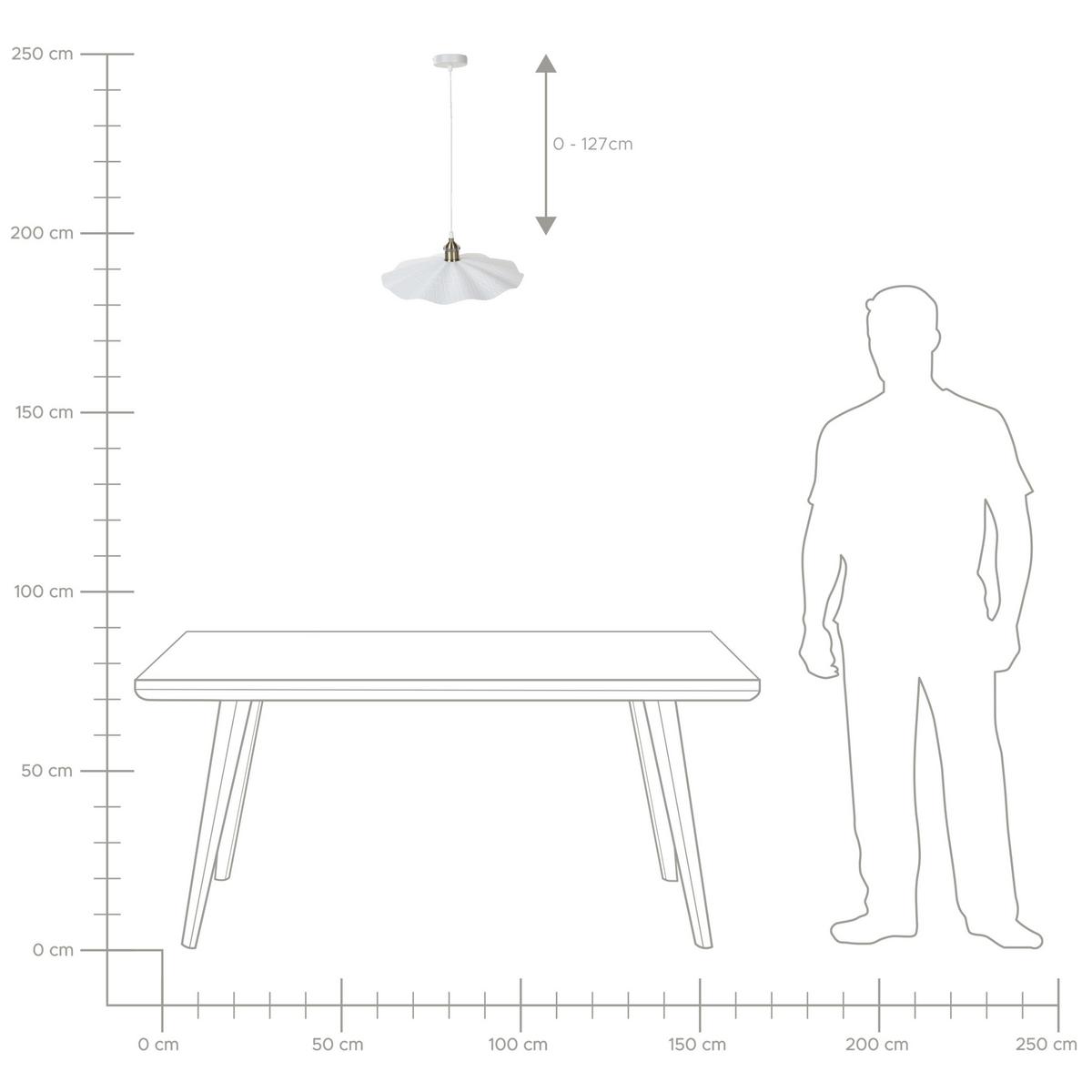 PENDELLEUCHTE Phils 40/40/127 cm - Weiß, Metall (40/40/127cm) - Beliani