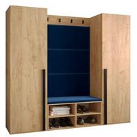 GARDEROBEN-SET 184/184/42 - Eichefarben/Schwarz, Holz/Kunststoff (184/184/42cm) - MÖBEL KRYSPOL