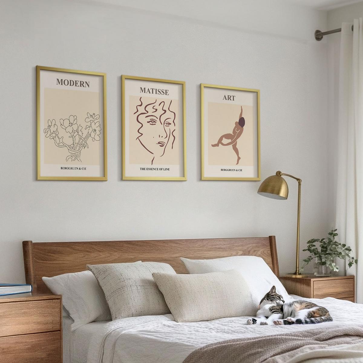 BILDER SET 3er Set - 40x60 cm Goldrahmen - Stilvolle Grafiken, Blumen, Figuren - Goldfarben, Kunststoff (40/60cm) - TULUP