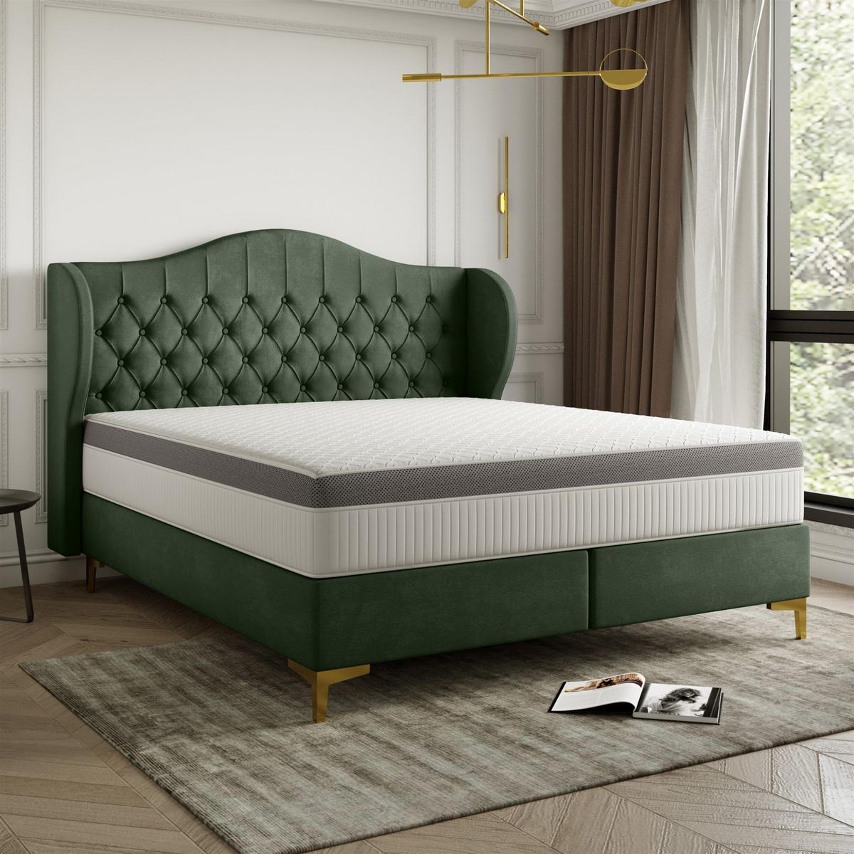 POLSTERBETT Pelagio In Whisper - Grün, Holzwerkstoff/Textil (180/200cm) - Fun Möbel