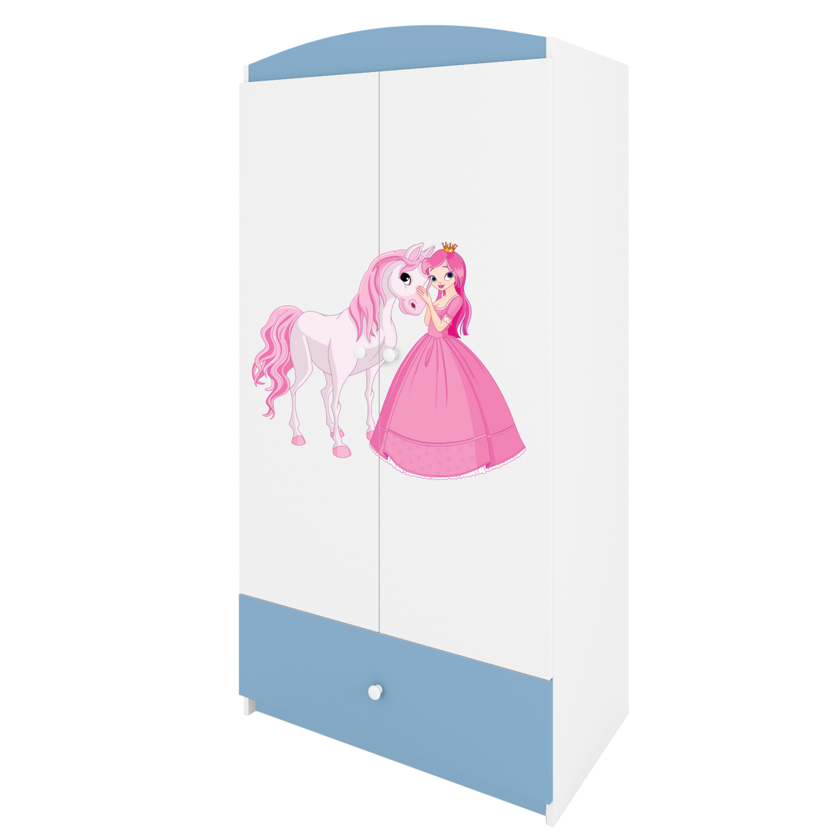 KINDERKLEIDERSCHRANK Prinzessin I - Blau, Holzwerkstoff (90/175/52cm) - RAUMHIRSCH FURNITURE