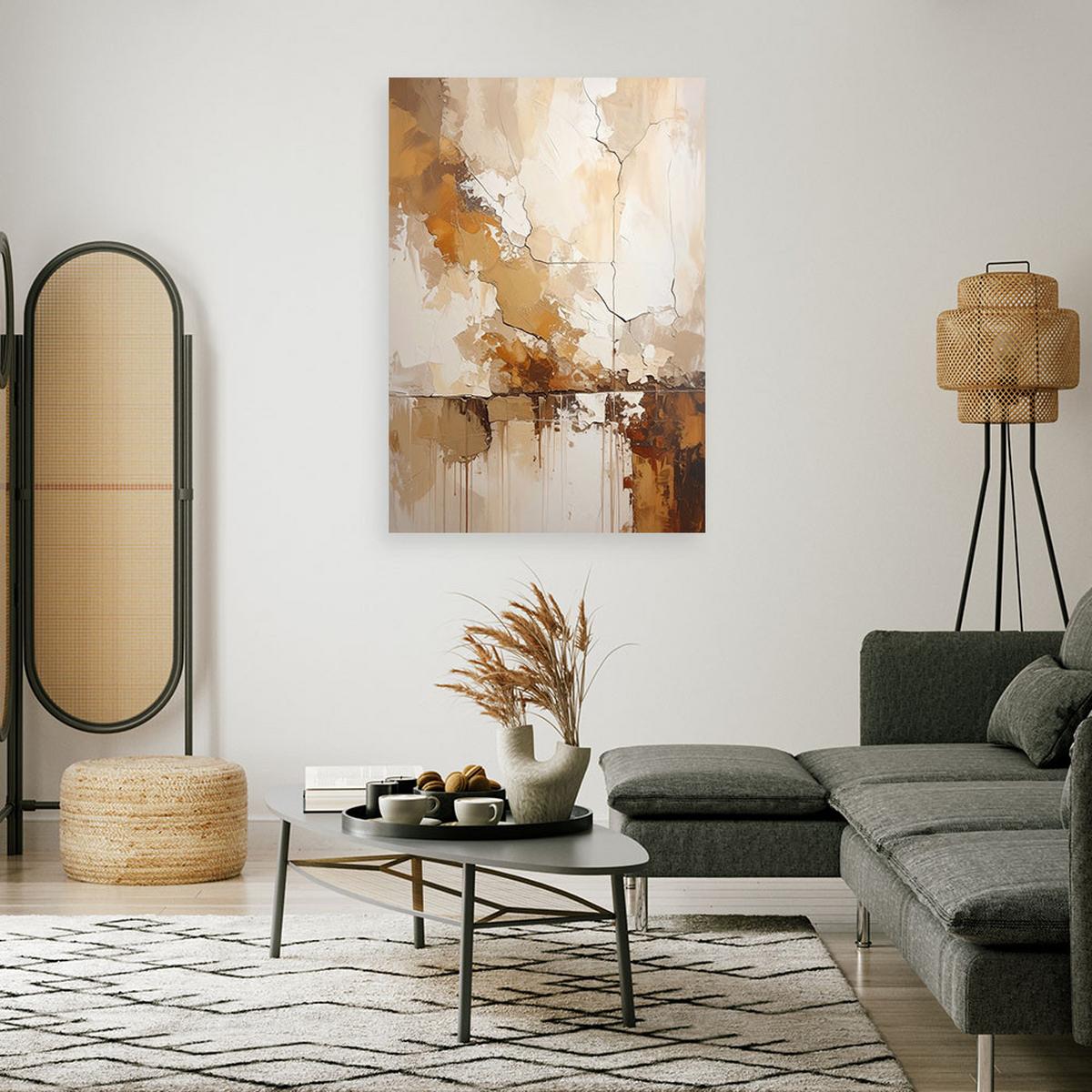 WANDBILD, Braun beige Abstrakt - Braun, Textil (30/45cm) - Feeby