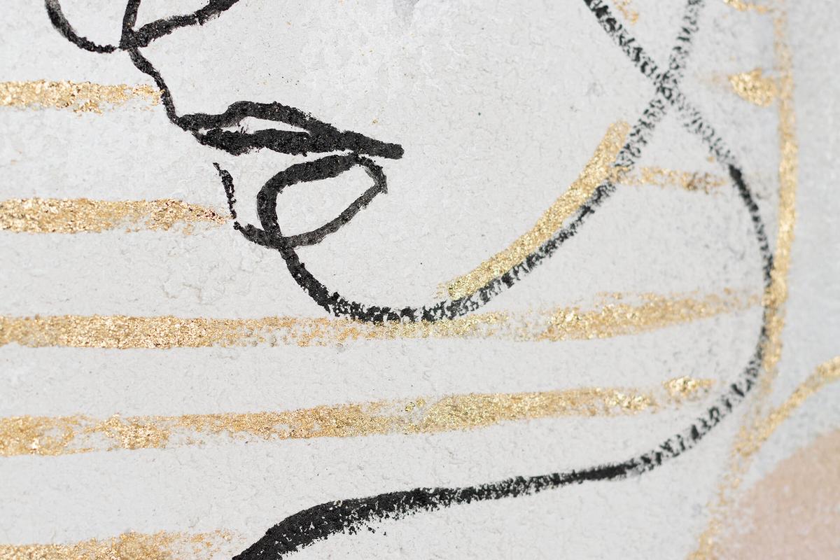 ACRYLBILD HANDGEMALT 50/75 cm - Beige/Schwarz, Holz/Textil (50/75cm) - KUNSTLOFT