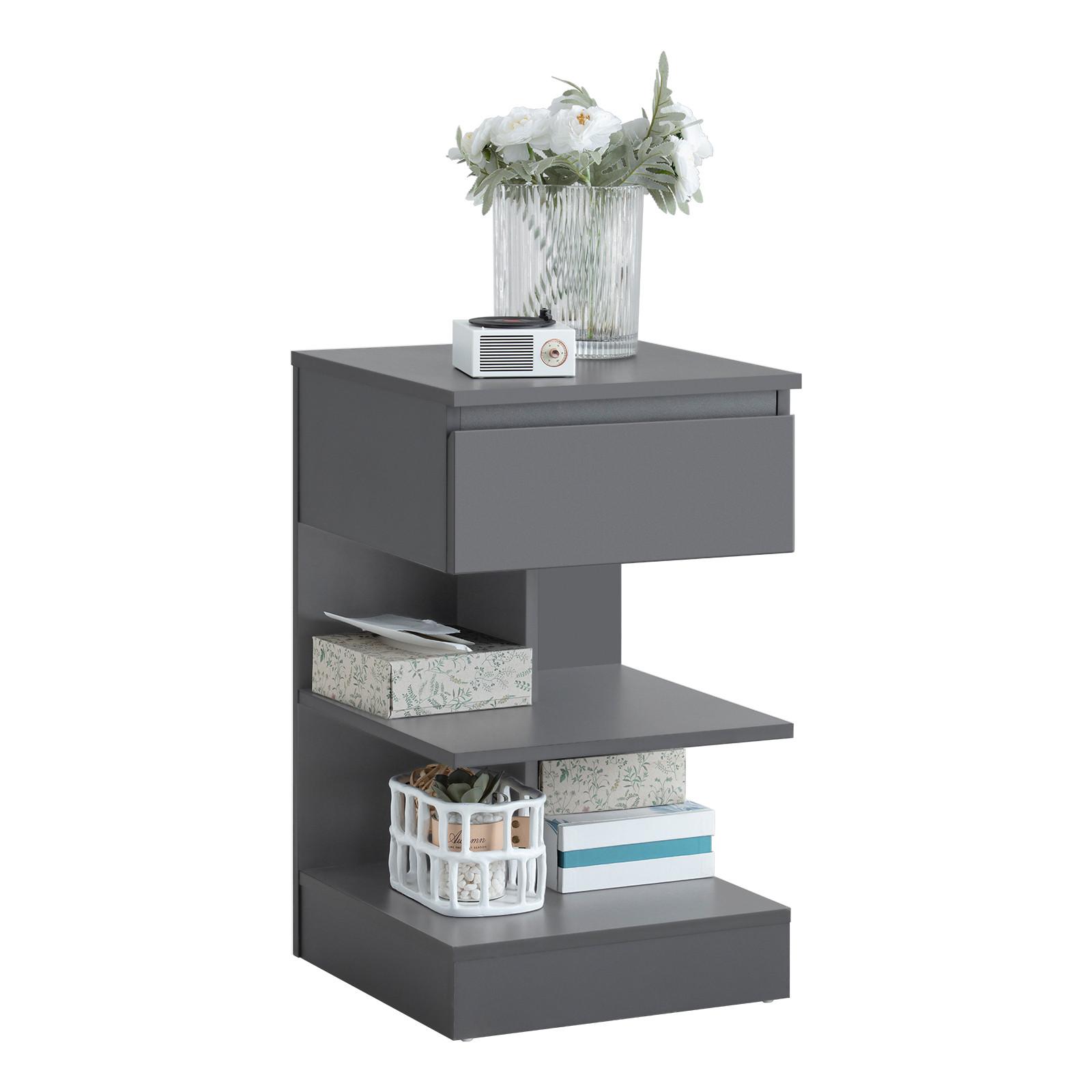 NACHTTISCH Grau - Hellgrau, Holzwerkstoff (39/65/39cm) - SoBuy